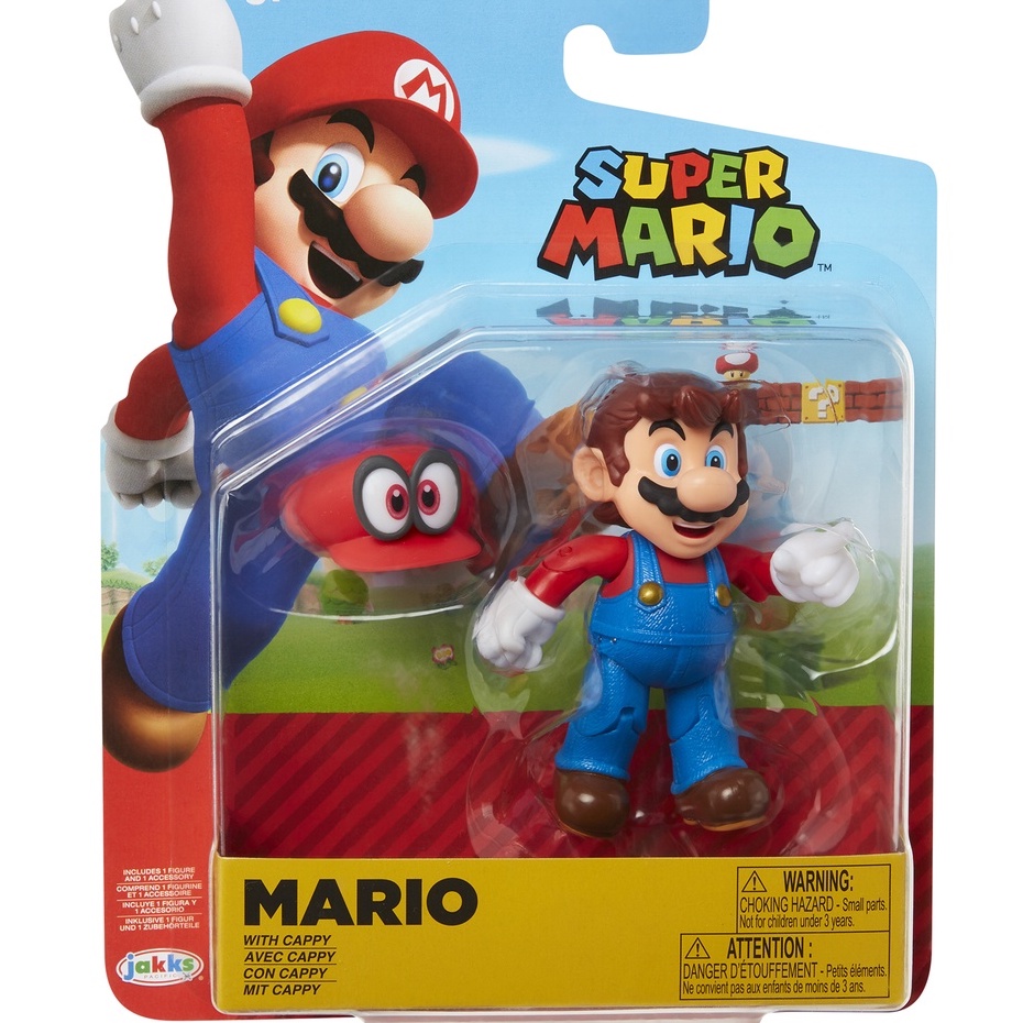 Super Mario 4 inch Mario with Cappy Articulated and Bendable Action ...