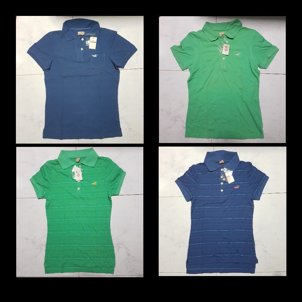 Hollister Icon Polo Tee Shirt Women Girls Size L Shopee Singapore