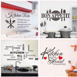 Enjoy Your Cook Time Kitchen Rules Bon Appetit Quotes Wall Stickers For Home Decoration Waterproof Mural Art Diy Vinyl D