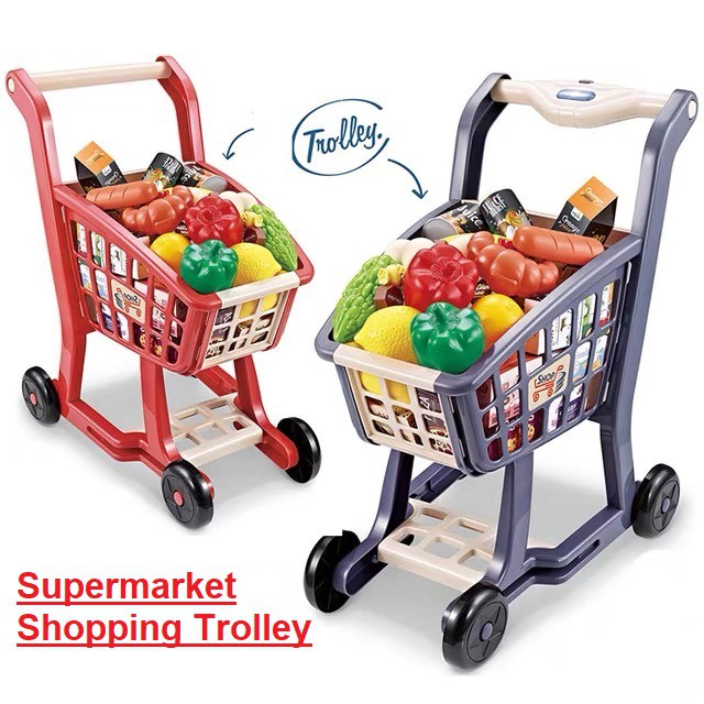 Pretend Playset Supermarket Trolley Set With Accessories Birthday Christmas Present