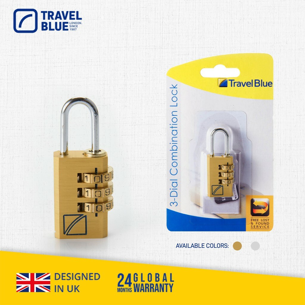 TSA Approved Suitcase Padlock - Key - Gold