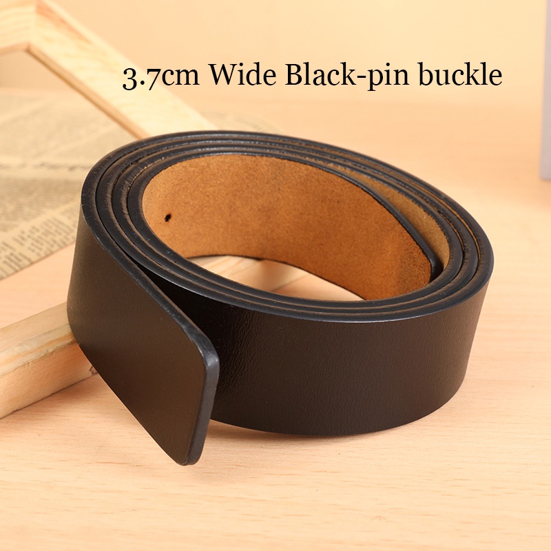 Without Buckle 3.5cm /3.7cm Wide Men Elastic Belt Genuine Leather Belt
