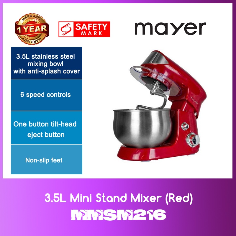 Mayer 3.5L Mini Stand Mixer MMSM 216 (Red) WITH 1 YEAR WARRANTY Shopee Singapore