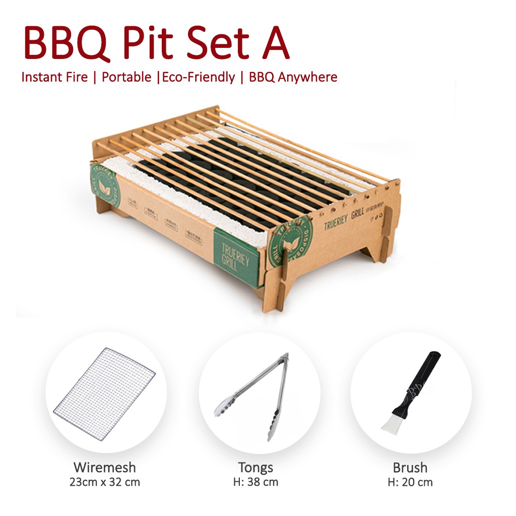 [SG Seller] Biodegradable Disposable BBQ Pit Set A Eco Friendly Instant ...