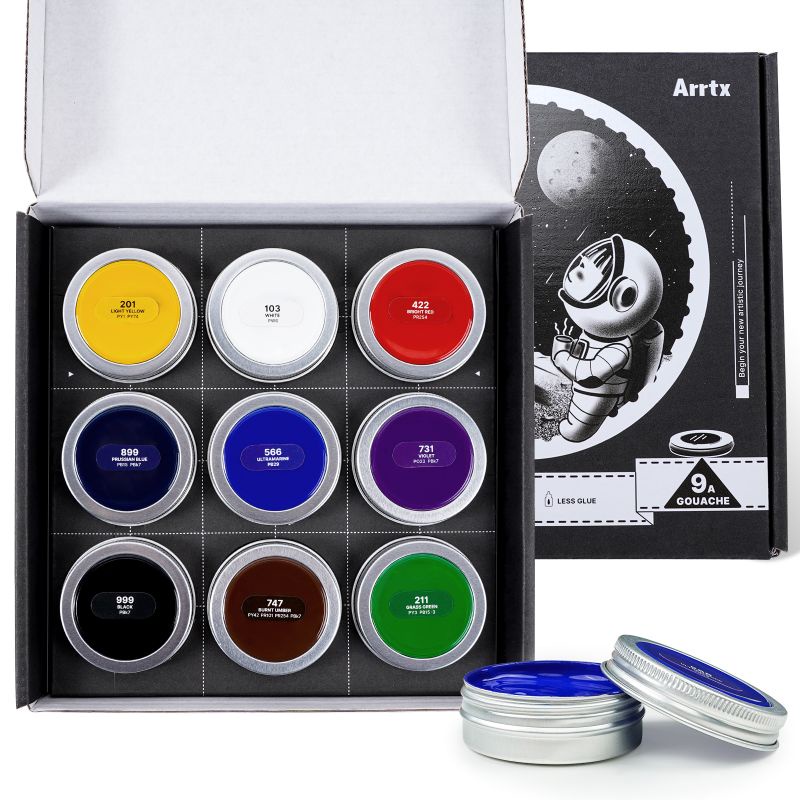 Jumbo Pans] Arrtx Premium Gouache Paint Set 9 Colours