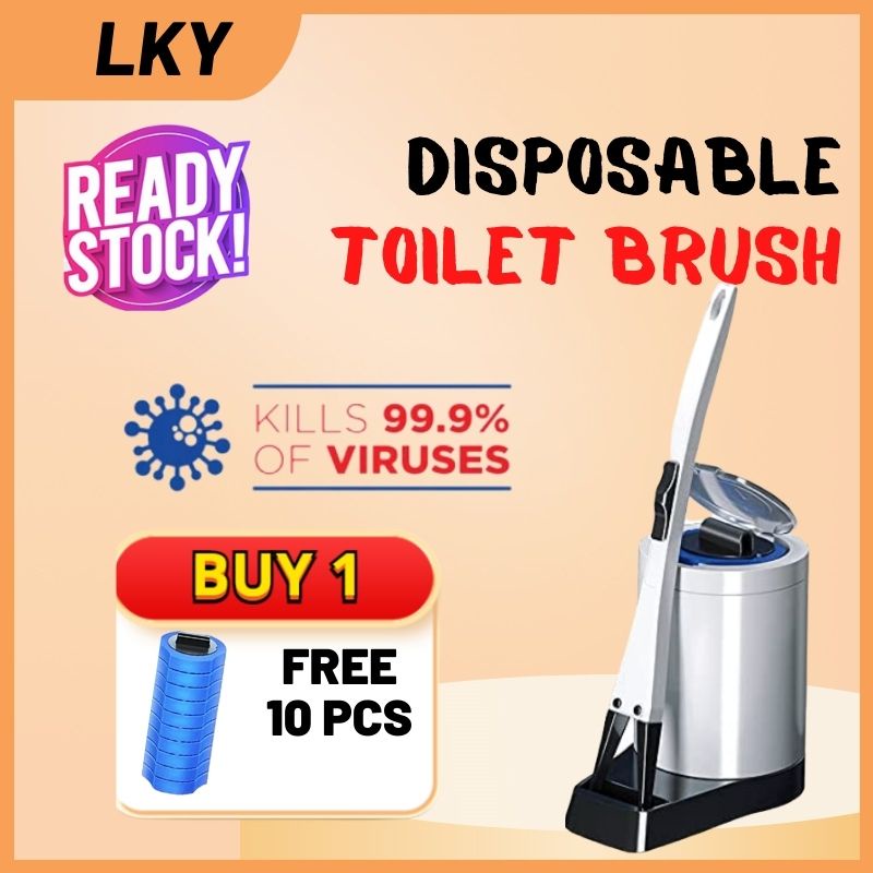 [SG READY STOCK]Disposable Toilet Cleaning Brush 10 Refill Heads Toilet