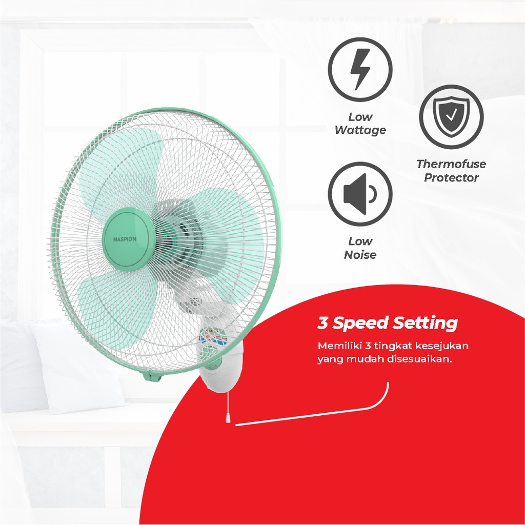 Maspion Wall Fan Kipas Angin Dinding 16 Inch MWF-41 K - Gambar 4