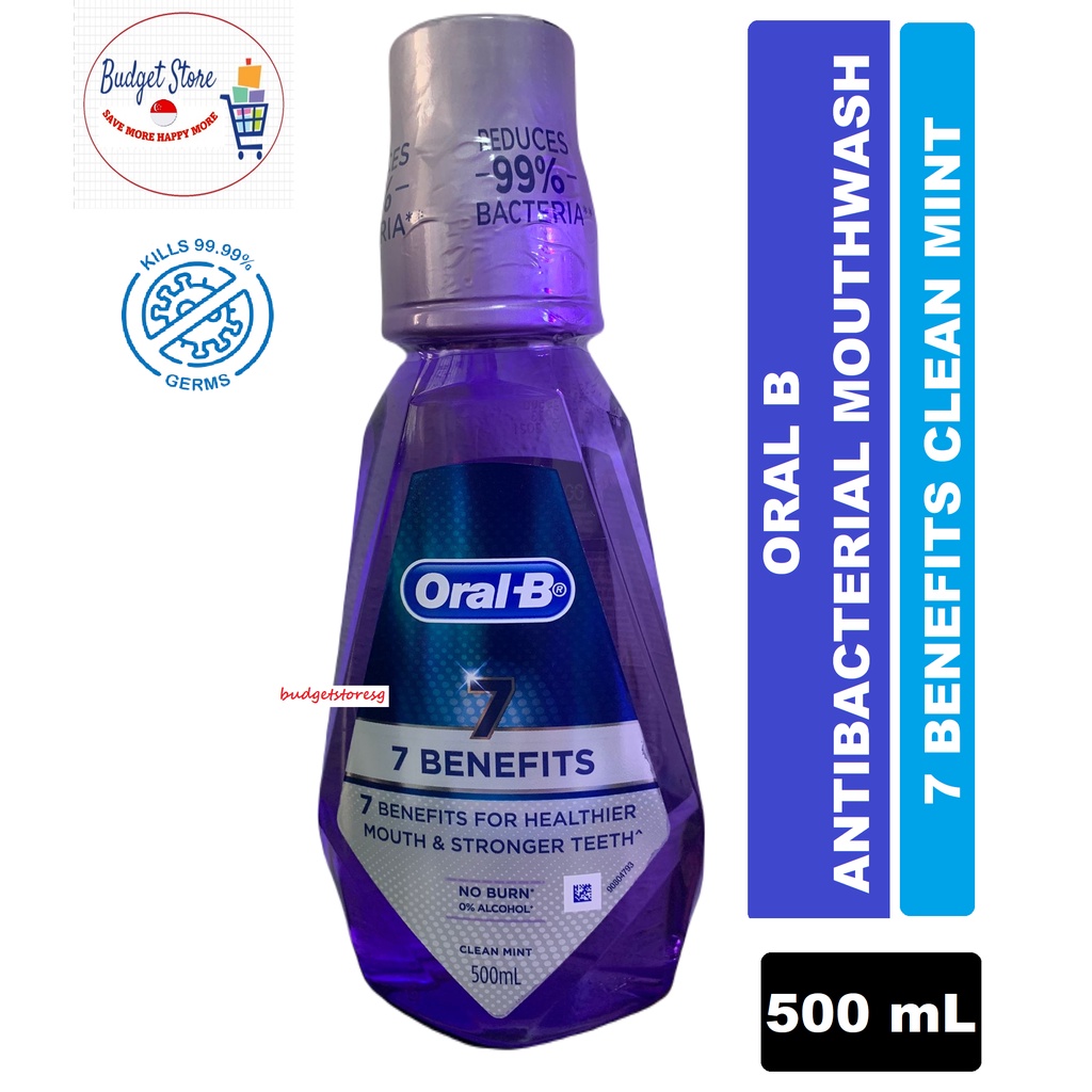 Oral-B 7 Benefits Clean Mint Rinse Mouthwash - 500 Ml | Shopee Singapore