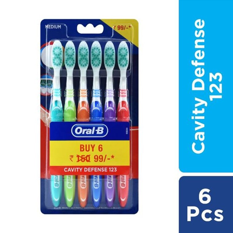 ORAL-B All Rounder 123 3-Way Clean Toothbrush - [medium] [soft]6pcs per ...