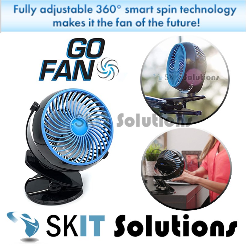 ★Go Fan Portable Rechargeable Battery USB Clip Fan★Strong Wind★Pram Stroller★360 Degree★Lithium