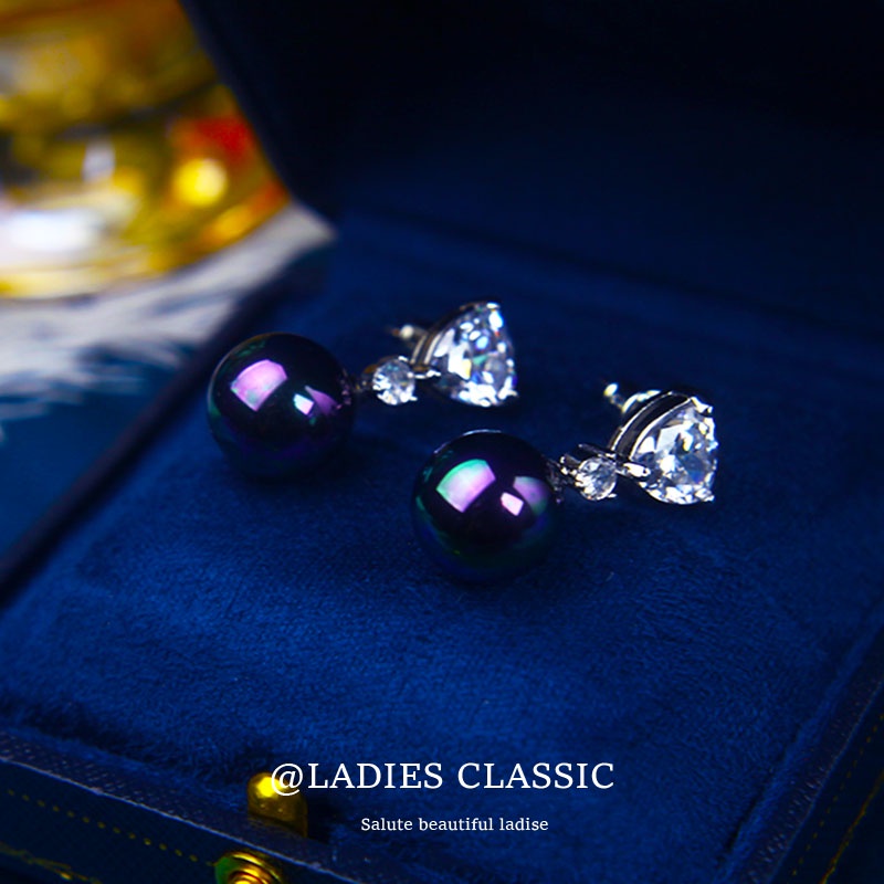 Purple pearl earrings sale