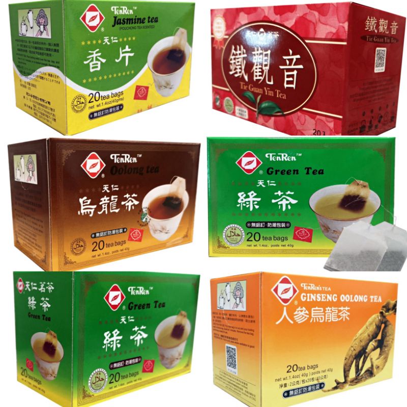 Ten Ren 20 Tea Bags/ box Teh Hijau Ginseng Oolong Tea Jasmine Tie