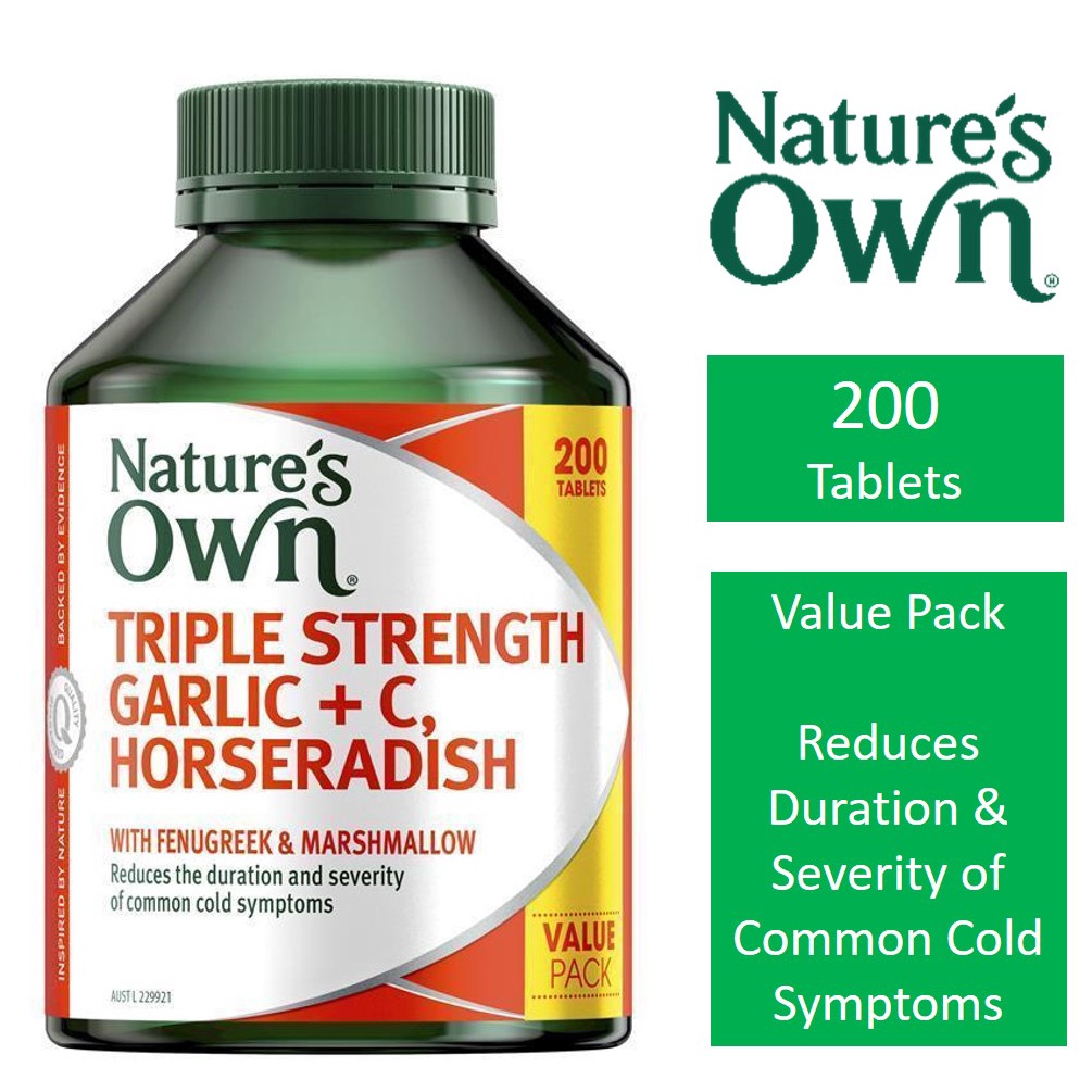 Nature's Own Triple Strength Garlic, Vitamin C + Horseradish Triple