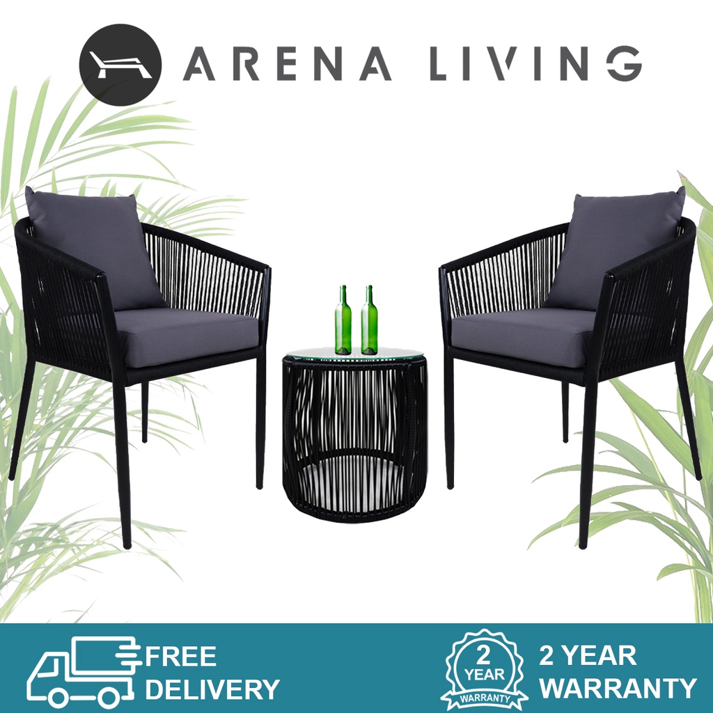 [SG SELLER] Orgo Patio Armchair And Table with Grey Cushion Arena Living Balcony Furniture