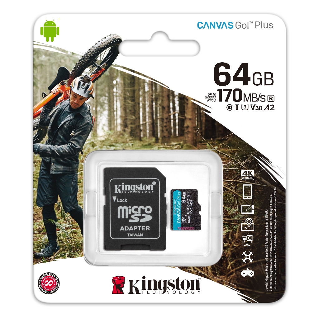 KINGSTON SDCG3 / SDCG4 CANVAS GO PLUS CLASS 10 MICROSD MEMORY CARD