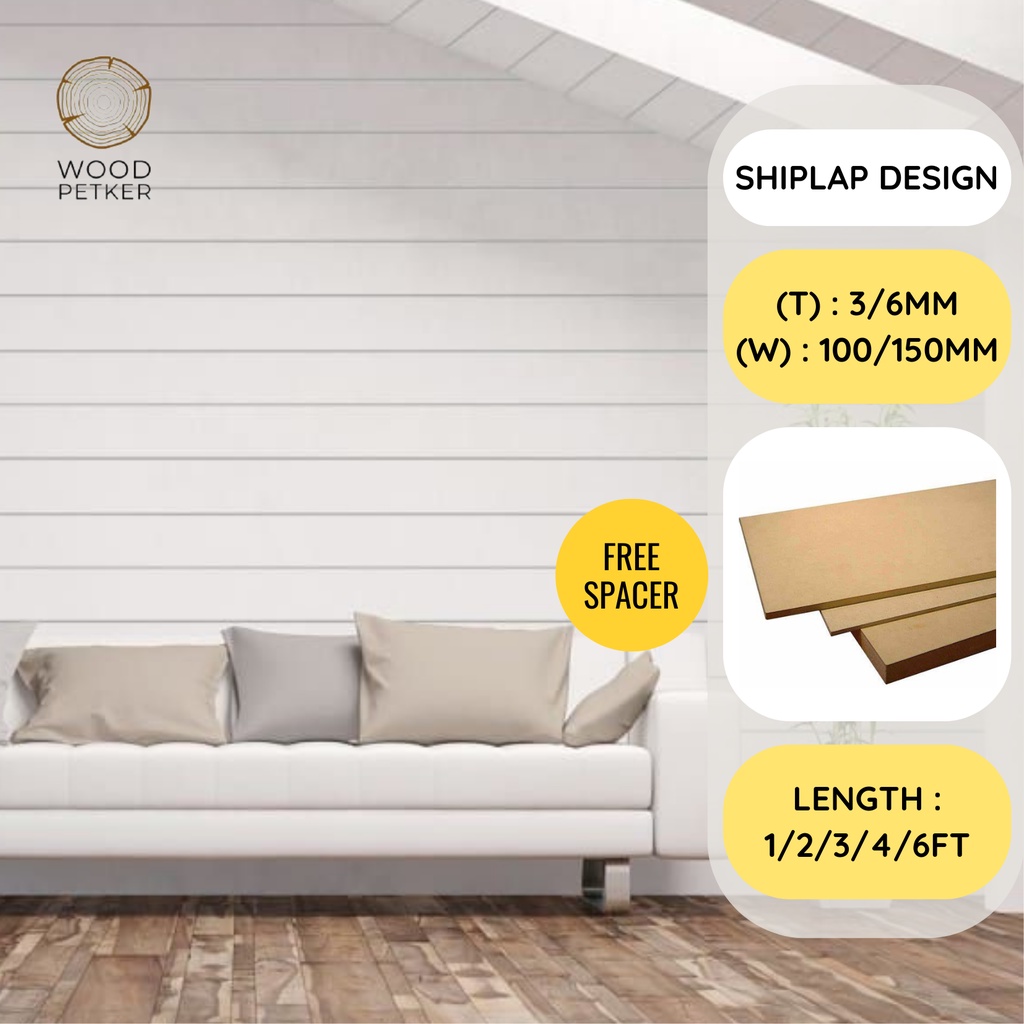 MDF board Shiplap wall board kayu wainscoting 3mm/6mm thickness 10/15cm
