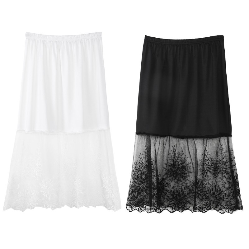 Elastic waist outlet slip skirt