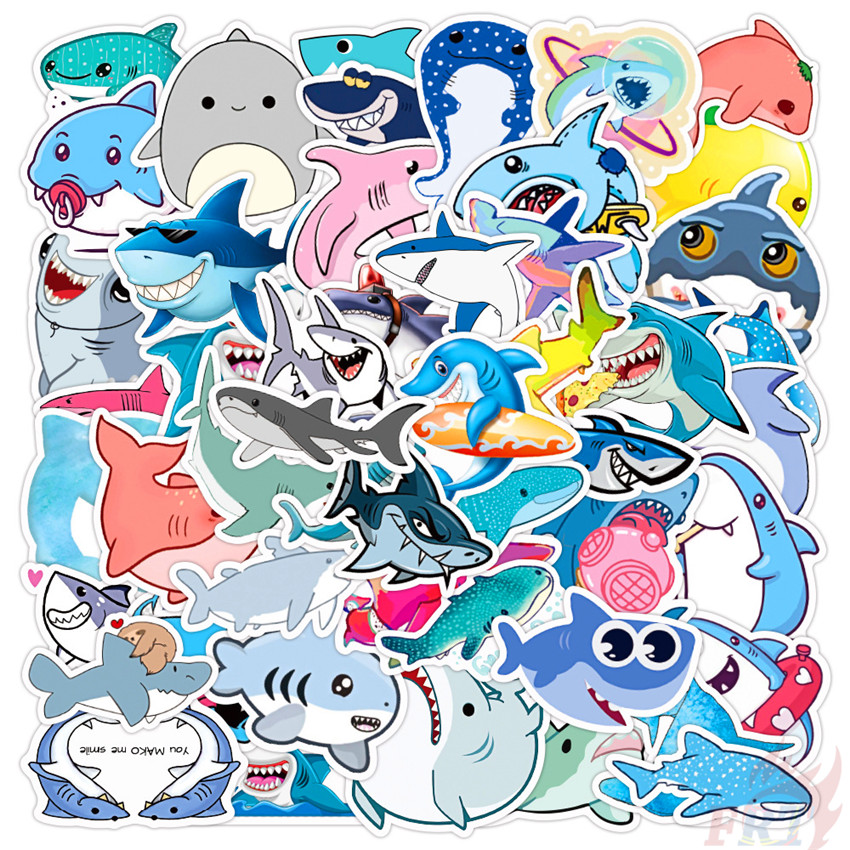 Q Funny Shark Series 03 Stickers 50Pcs/Set DIY Fashion Waterproof Mixed ...