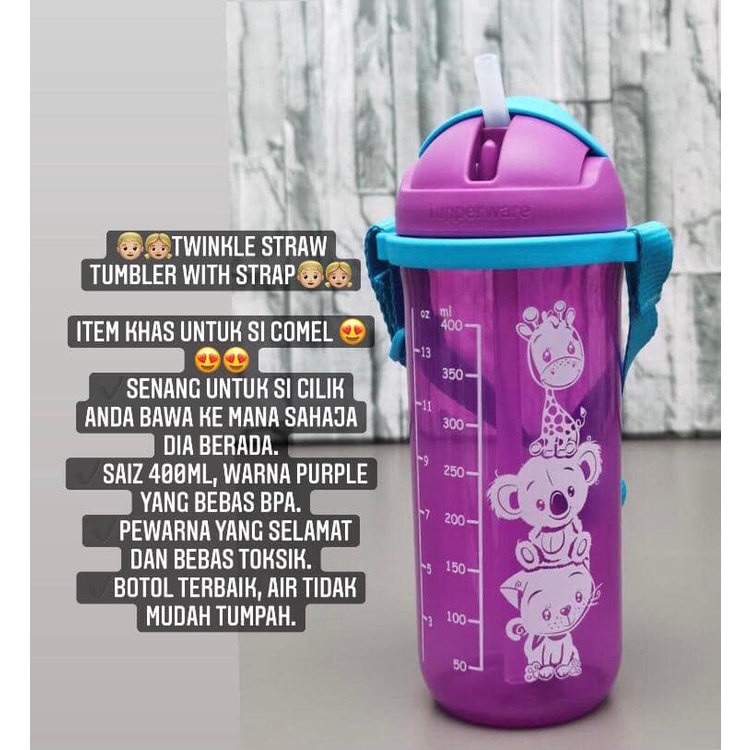 Tupperware Giraffe Botol Air / Rabbit Eco/ Koala Bear Twinkle Straw ...