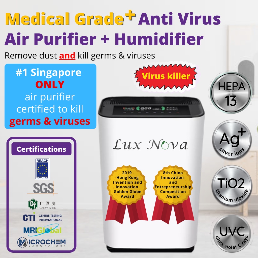 LuxNova Air Purifier + Humidifier. 2 in 1 functions. Medical grade