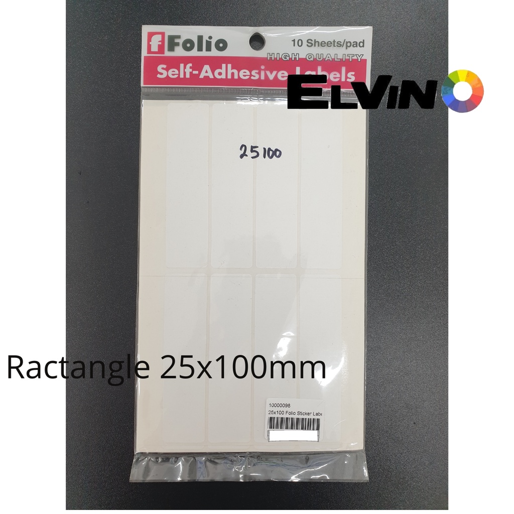 Folio Self Adhesive Sticker / Ractangle Label Sticker 25x100mm | Shopee ...