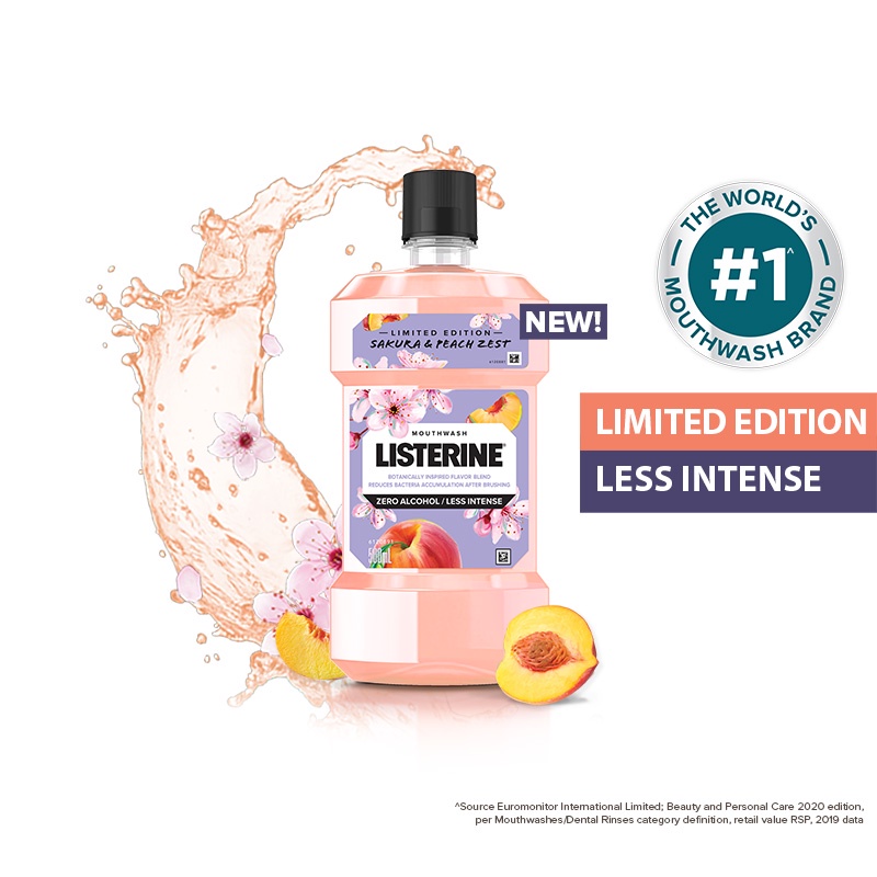Listerine Limited Edition Mouthwash Sakura & Peach Zest, 500Ml Shopee