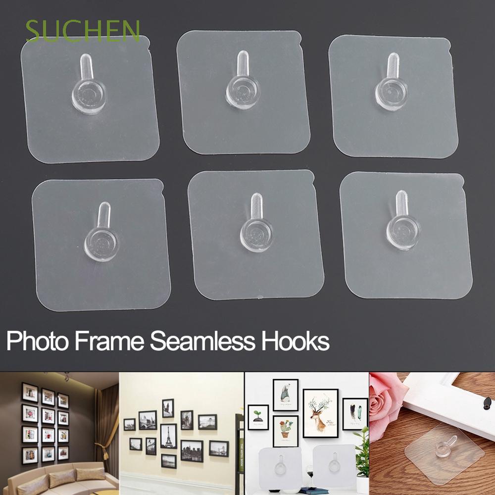 SUCHEN 10Pcs Seamless Self Adhesive Hook No Drill Photo Frame Hanger Household Transparent Accessors Shopee Singapore