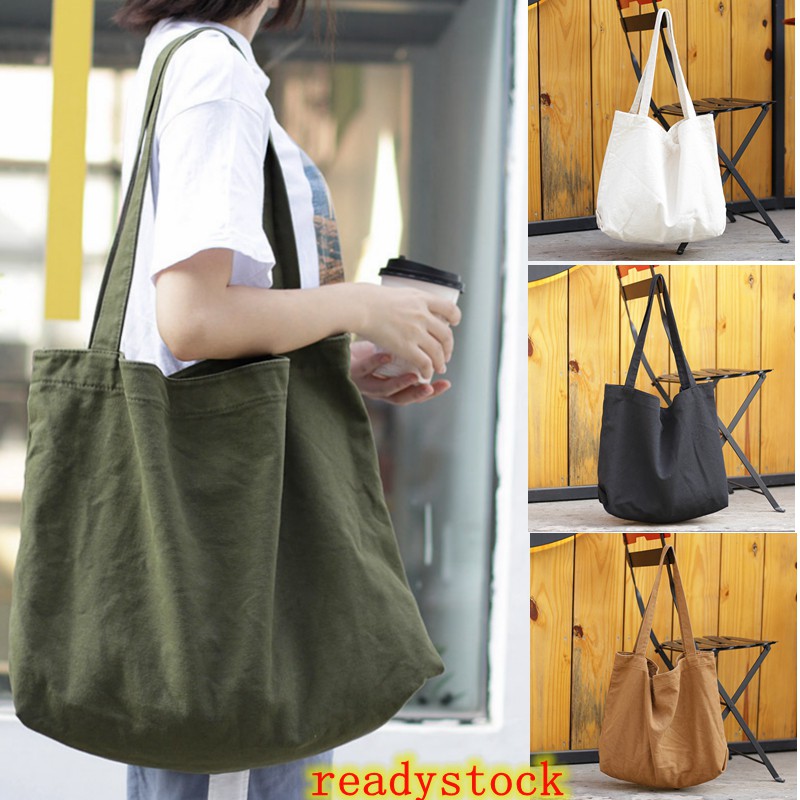 Plain Canvas Totebag shoulder handbags large size | Shopee Singapore