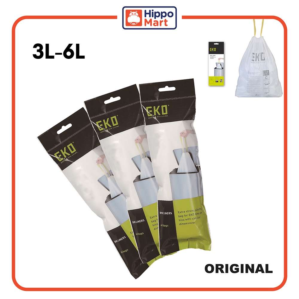 EKO DRAWSTRING WASTE BAG [3L 6L] Trash Bag, Garbage Bag, Dusbin Bag
