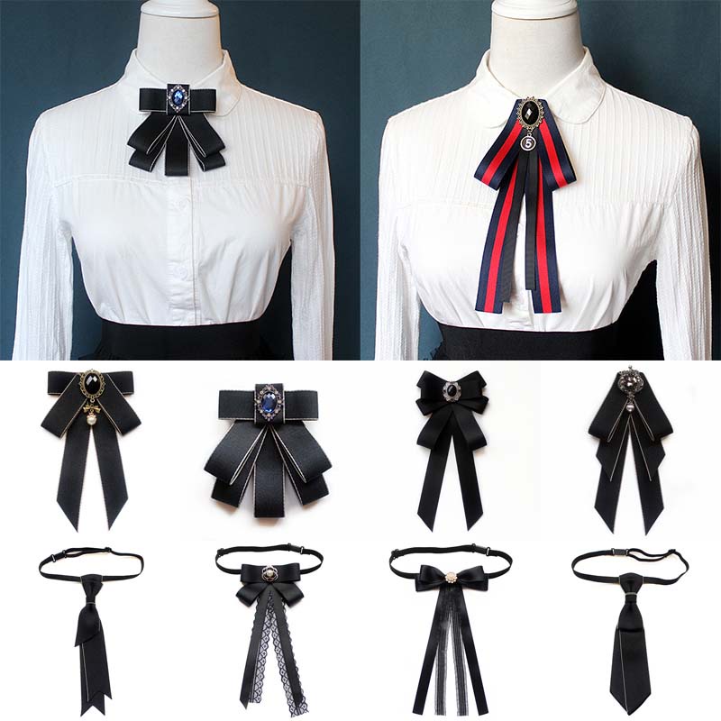 44 Styles Vintage Bow Tie Pearl Ribbon Collar Adjustable JK College Style Unisex Shirt Uniform Neckline Accessories Shopee Singapore