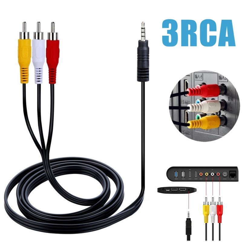 3.5mm RCA Audio Video Cable 3.5mm Jack to 3 RCA Male AV Wire Cord 1.2M DV  MP4 Convertor