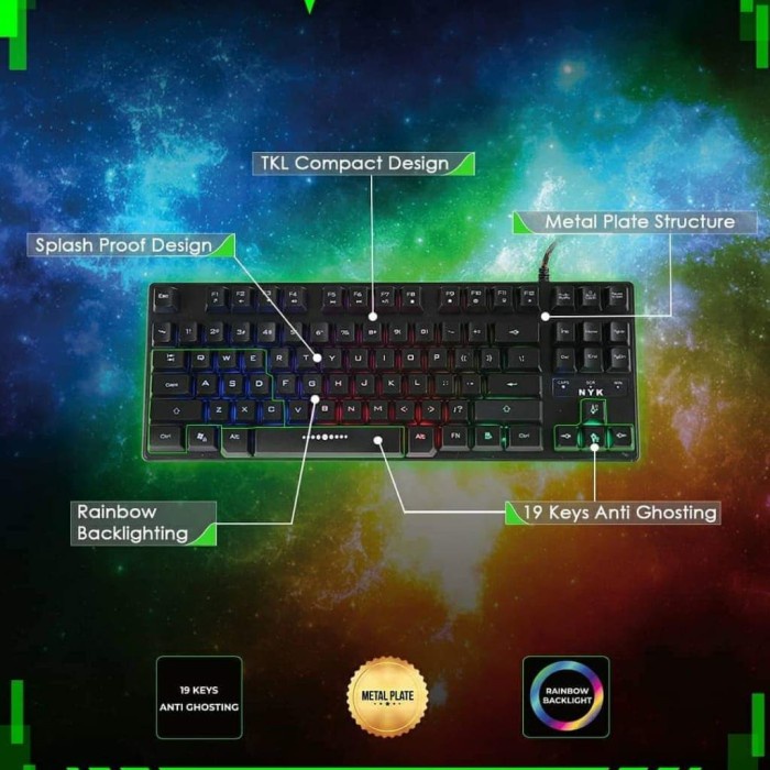 Nyk KH-05 Raptor Rainbow Gaming Keyboard | Shopee Singapore