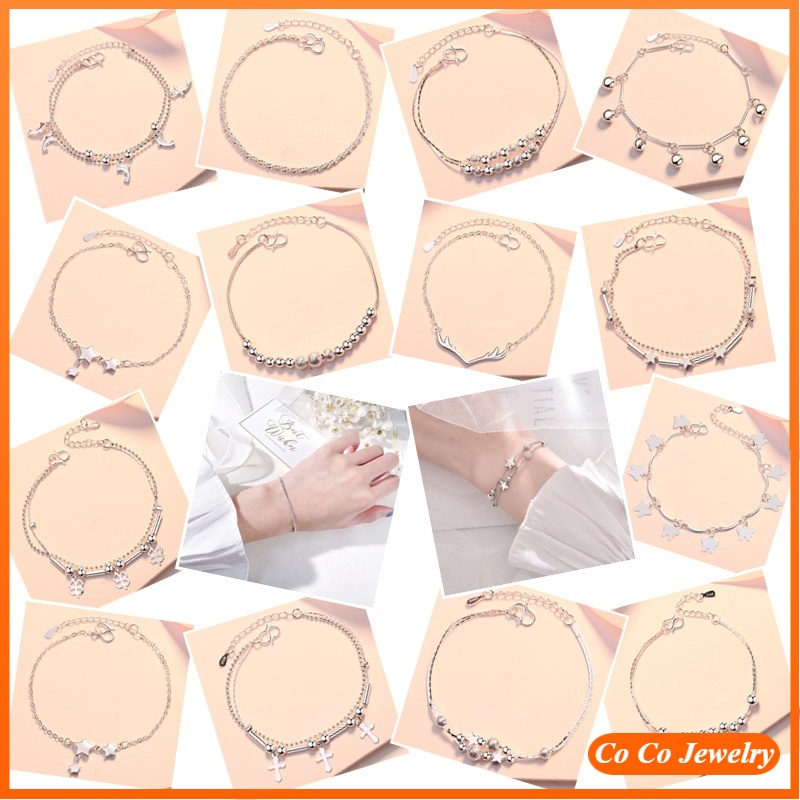 Korea New Trend Wild Silver-plated Dolphin Flower Pearl Double-layer Bracelet Fashion Accessories Jewelry