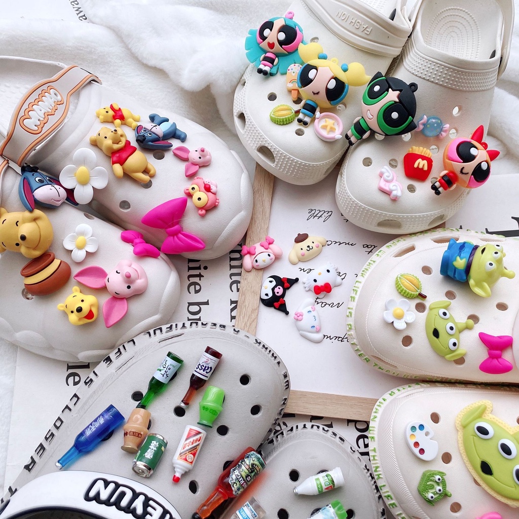 Cartoon Beer Bottle Jibbitz for Croc Set Bowknot Winnie The Pooh