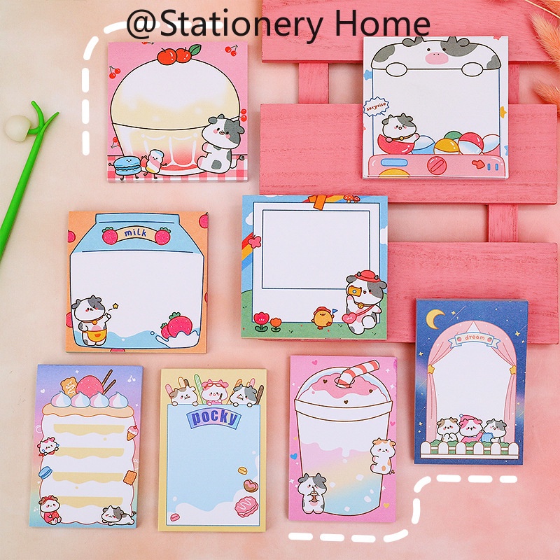 80PCS Cute Memo Pad Cartoon Sticky Notes Student Post-it Note | Shopee ...