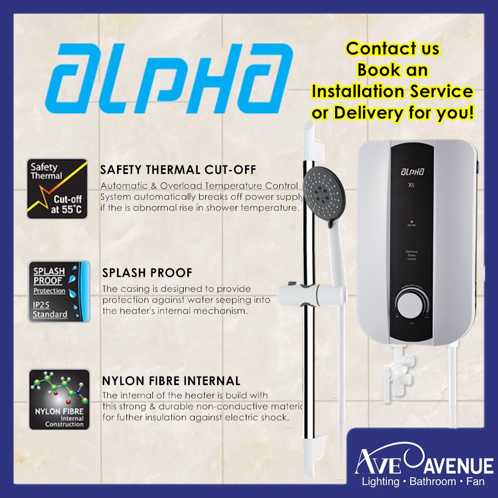 [Installation Available] ALPHA X5 Instant Water Heater with Shower