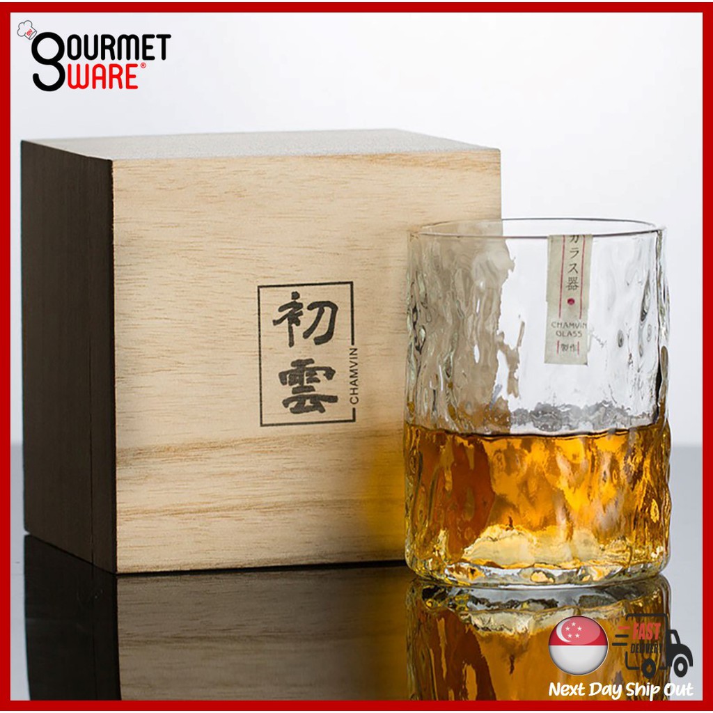 [SG Stock] Handcrafted Japanese Hatsu Kumo Whisky Glass Set with Wooden
