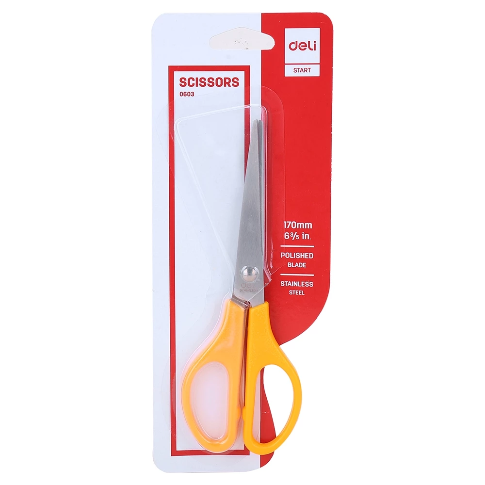 Deli Gunting PP, stainless steel 170mm gagang simetris, ujung runcing E0603 - Gambar 4