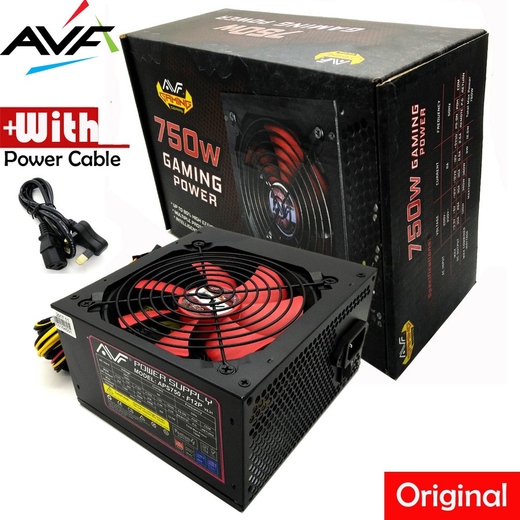 Official AVF Gaming Power 750W Power Supply with PCI-E 6pin & 8Pin ...