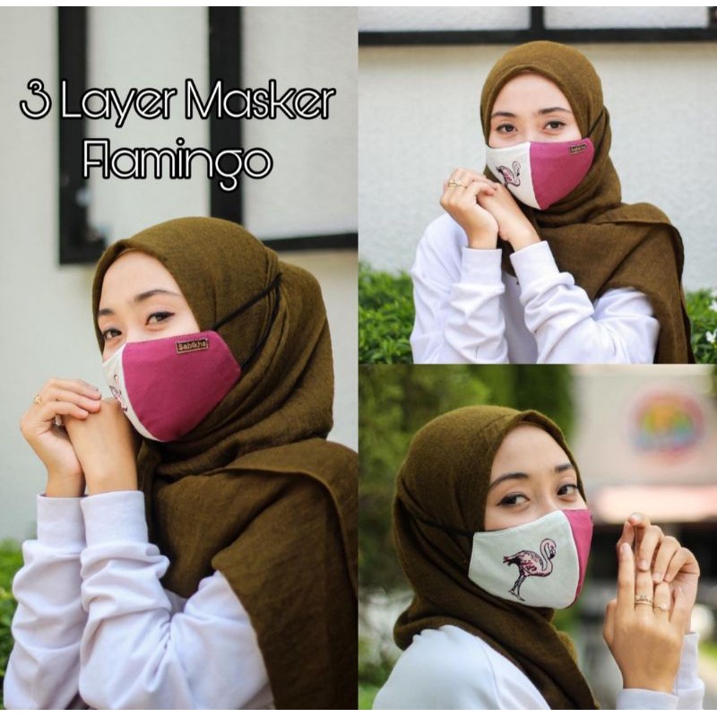 Original!!! Sabikha FLAMINGO SCUBA HEADLOOP 3 Layer Mask / SNI Fabric ...