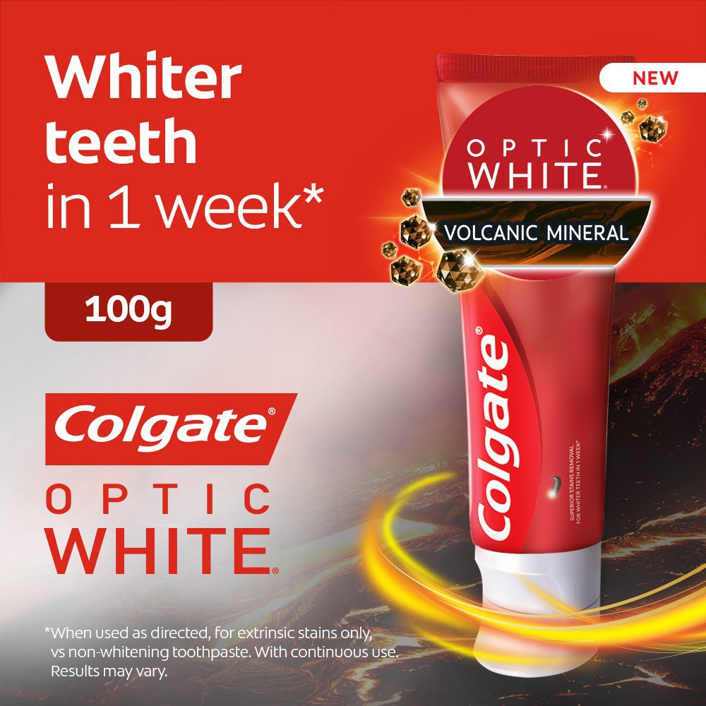 Colgate Optic White Whitening Toothpaste Volcanic Mineral Removes Stain ...