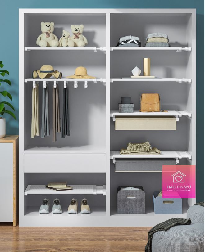 [Ready Stock] Adjustable Extendable Wardrobe Shelf Closet Organizer ...