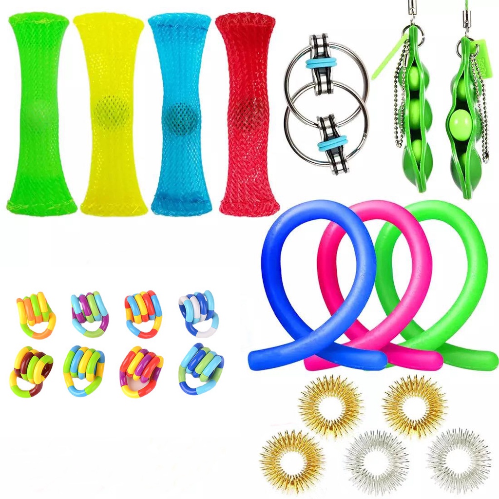19Pcs Fidget Toys Set Novelty Stress Relief Finger Sensory Toy Squeeze ...