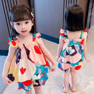 Summer Baby Girl Dresses Girls Strip Vest Dress Solid Color Casual  Children'S