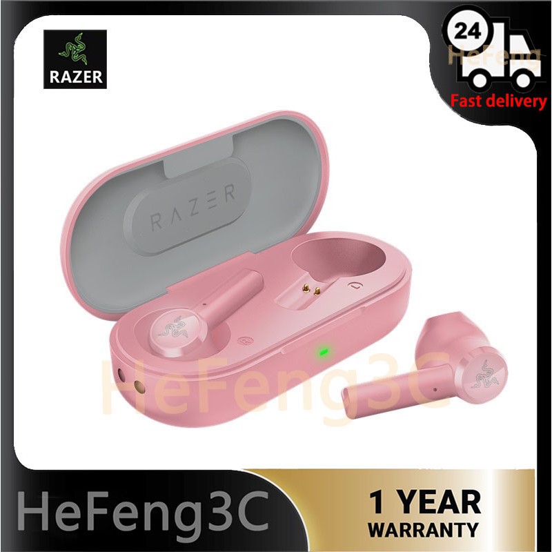 Ready Stock Razer Hammerhead True Wireless Earbuds pink earbuds Bluetooth 5.0 TWS Earphones Wireless Earbuds for game Ultra Low Latency Connection