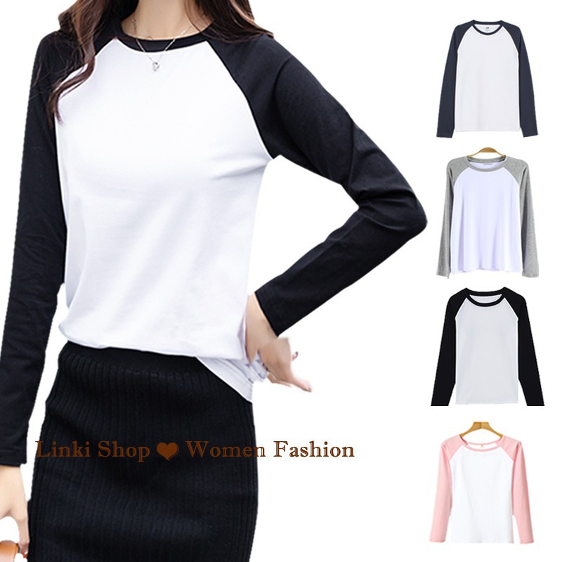 ? Linki Homemade ? Ready Stock fashion long sleeve t-shirt women clothing basic baju