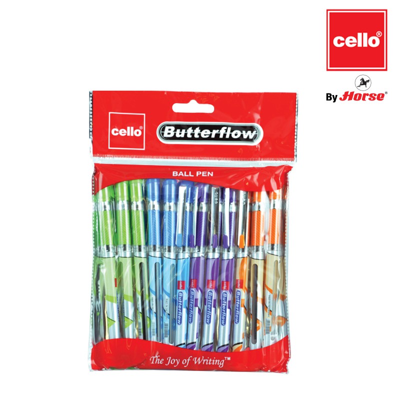 CELLO Ballpoint Pen Cap 0.7 Mm.butterflow Model Assorted Colors 1 X 12