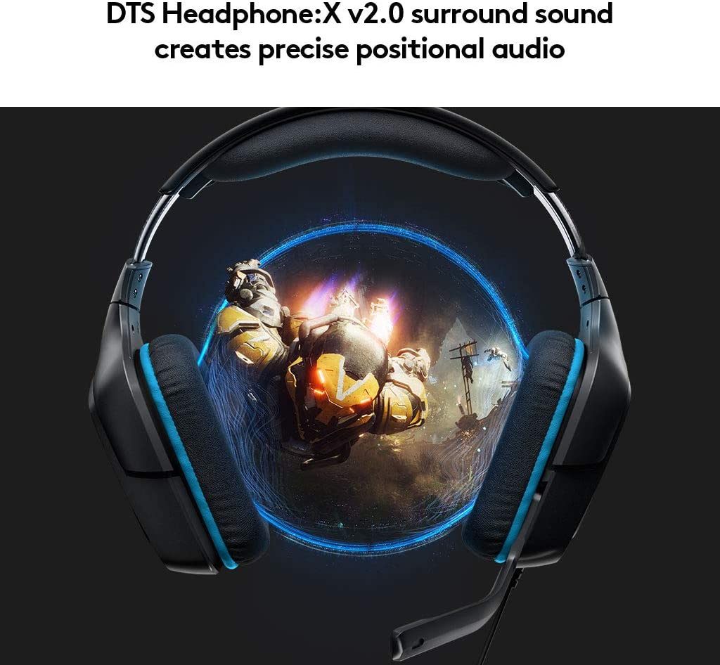Logitech G431 Wired Gaming Headset, Surround Sound, DTS