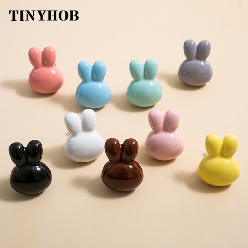Cute Rabbit Shape Various Colors Children's Room Cabinet Door Handles ...
