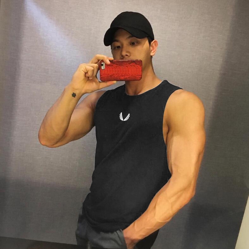 New Workout Gym Mesh Tank Top Men Musculation Clothing Bodybuilding Fitness Brand Fashion Singlets Sleeveless Quick Dry Vest